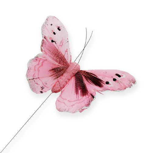 tételeket Deco pillangó drót rózsaszín 8cm 12db