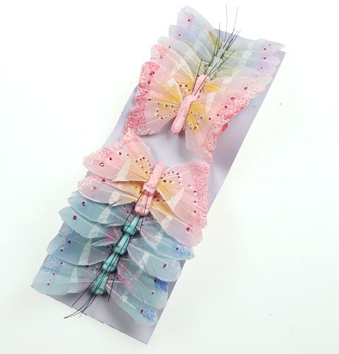 Floristik24 Dísz pillangó drótpasztell 8cm 12db