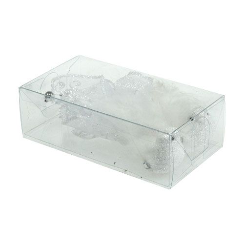 Floristik24 Csillogó fehér díszmadár klipszre 14cm 2db