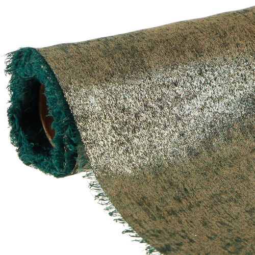 Karácsonyi asztali futó, zöld-arany színű, 28 cm-es, 2,5 m-es dekoráció