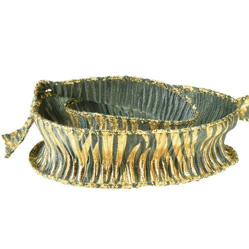 tételeket Sifon dekoratív szalag zöld/arany színben, 25mm széles, 15m hosszú - ideális ajándékcsomagoláshoz