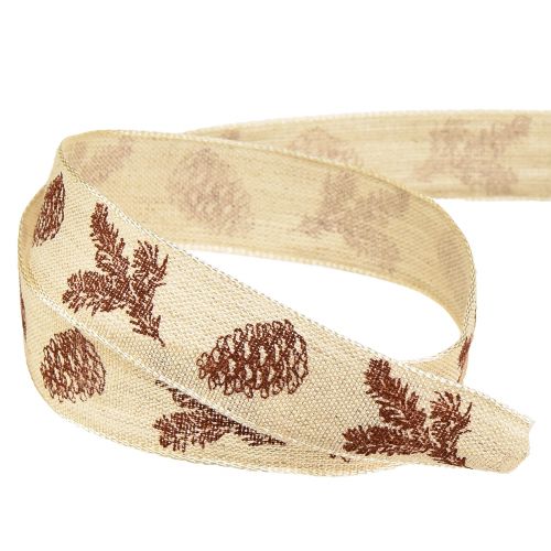 tételeket Dekoratív szalagkúpok drótszegéllyel krémbarna W25mm L18m