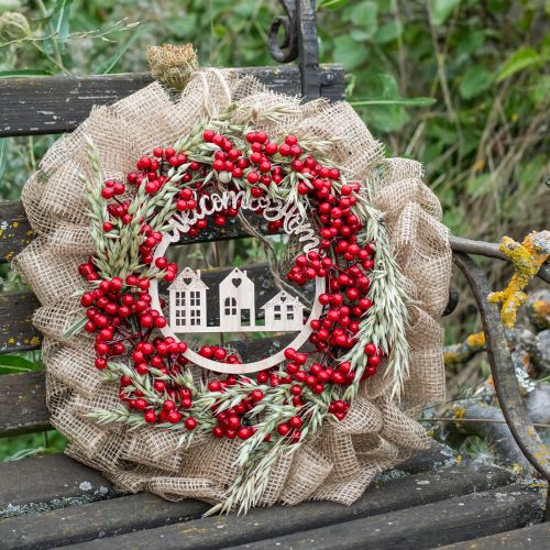 Floristik24 Dekoratív Függesztett Fa Arany Glitter Welcome Home Ø16,5cm 6 db