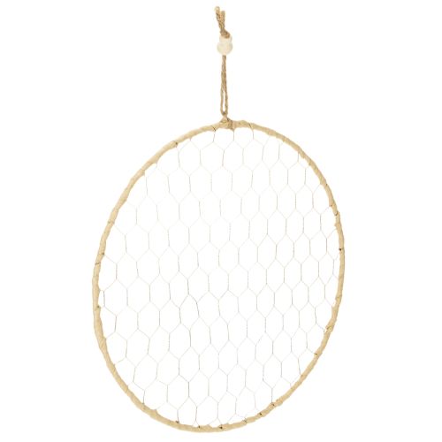 Floristik24 Dekoratív fémgyűrű Ø38cm, függő dekoráció, raffia, ezüst, natúr, bohém fali dekoráció, sokoldalú dekoráció, 4 darab