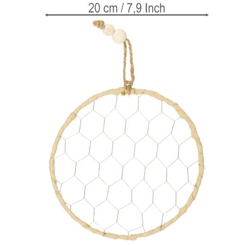 tételeket Dekoratív fém raffia akasztógyűrűk, Ø20cm, 4 darab, bohém fali dekoráció, ablakdekoráció
