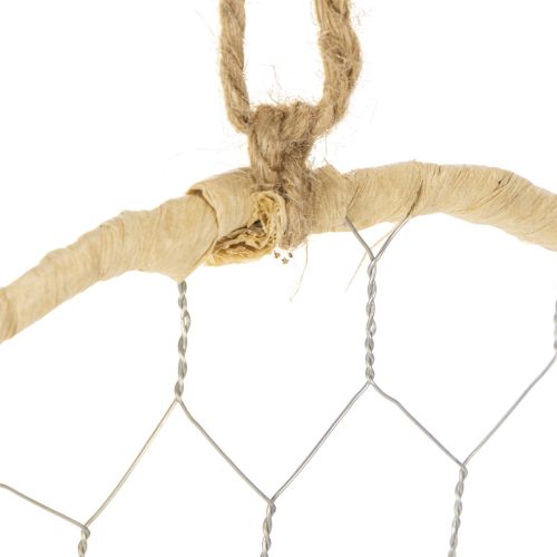 tételeket Dekoratív fém raffia akasztógyűrűk, Ø20cm, 4 darab, bohém fali dekoráció, ablakdekoráció