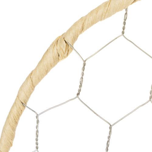 tételeket Dekoratív fém raffia akasztógyűrűk, Ø20cm, 4 darab, bohém fali dekoráció, ablakdekoráció