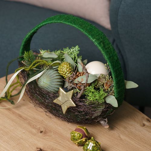 tételeket Díszgyűrűs juta díszítő hurok zöld sötétzöld 4cm Ø30cm 2db