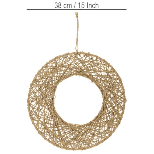 tételeket Dekoratív juta gyűrűk, natúr stílus, függő dekoráció, bohém stílus, Ø38cm, 2 darab, fém gyűrűk, fali dekoráció, ablakdísz