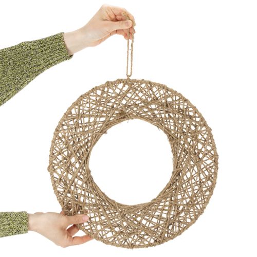 tételeket Dekoratív juta gyűrűk, natúr stílus, függő dekoráció, bohém stílus, Ø38cm, 2 darab, fém gyűrűk, fali dekoráció, ablakdísz