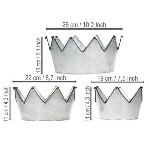 Dekoratív fémtál korona Ø26,5/22,5/19cm 3 db-os szett | Floristik24.hu