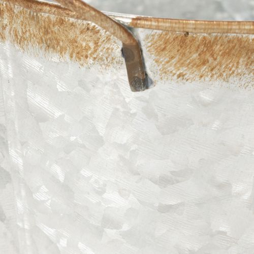 tételeket Dekoratív kaspó fülekkel, ültetővödör, fém edény, ezüst, rozsdás acél, Ø17cm M16.5cm