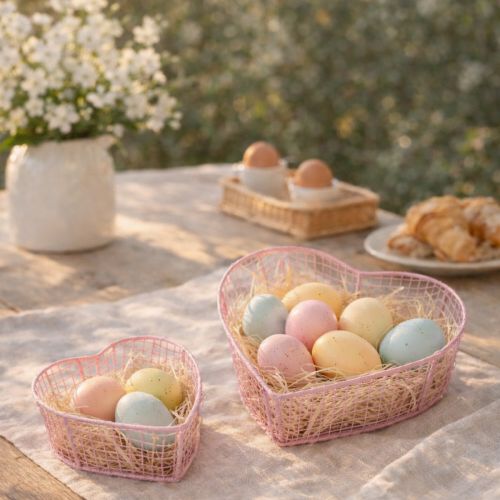 tételeket Drótkosarak, szív alakú, dekorációnak és rendszerezésnek, 20 cm, 4 db-os készlet