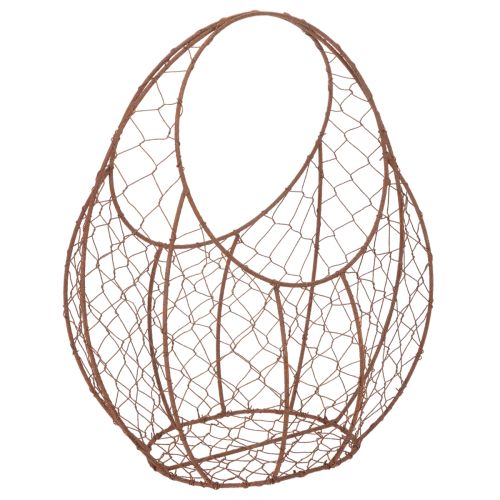 Drótkosár, fém virágtartó, tavaszi dekoráció, húsvéti kosár, barna, rozsdabarna felület, M34cm H30cm vétel | Floristik24.hu