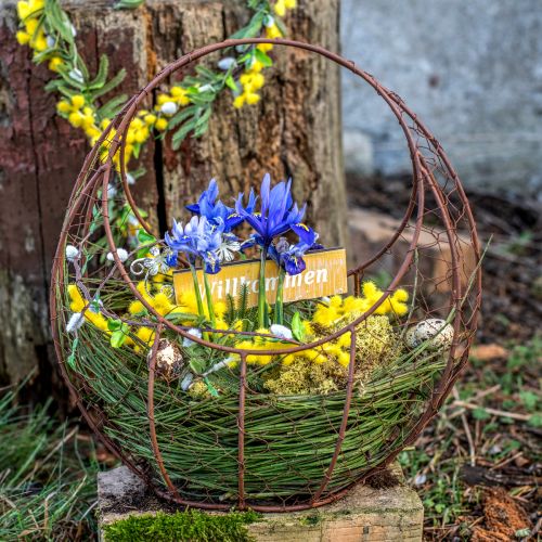 tételeket Drótkosár rozsda fém kosár fogantyúval 22,5x11,5x26,5cm