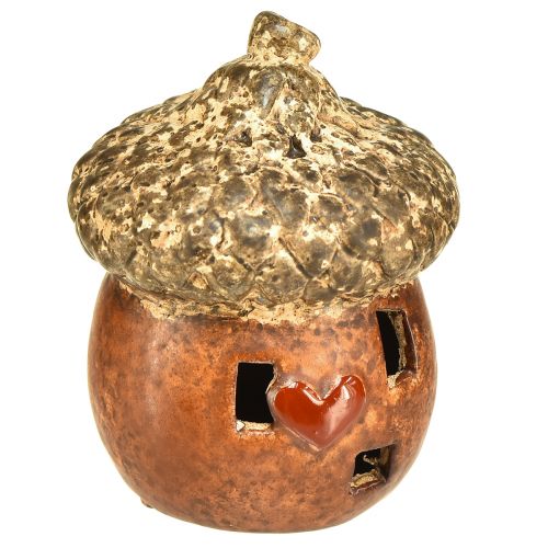 Floristik24 Makk ablak és szív díszítéssel 9,8 cm - hangulatos őszi-téli dekoráció - 4 db