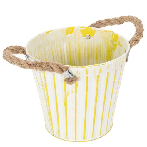 tételeket Ültetővödör, ültető fogantyúkkal, fém díszítéssel, rózsaszín/zöld/sárga shabby chic Ø16.5cm M15cm 3 darabos szett