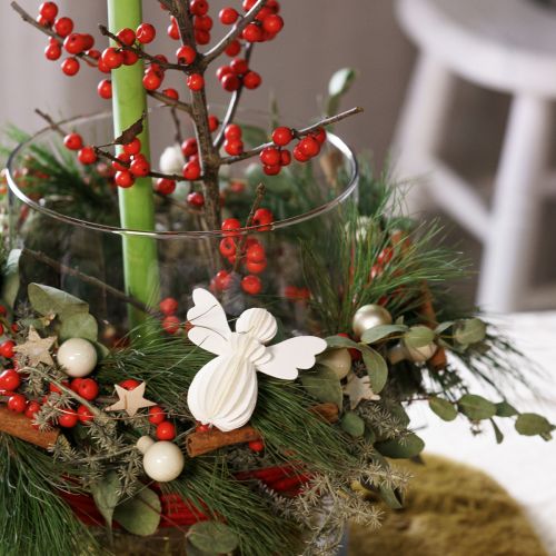 Floristik24 Angyal medál méhsejt papír dekoráció Karácsonyi fehér 6cm 6 db