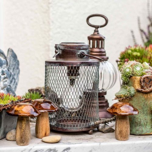 Floristik24 Fém lámpa, napelemes lámpa, LED, antik megjelenés Ø13,5cm H28,5cm