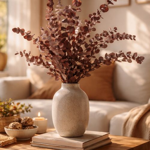 tételeket Eukaliptusz ágak, tartósított eukaliptusz, szárított virágok, piros, 75 cm, 150 g