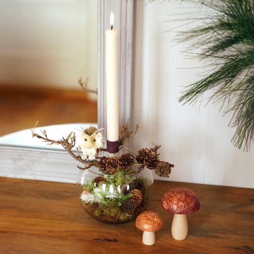 tételeket Bagoly dekoratív virágdugók őszi dekoráció natúr Ø4cm H8cm 4db