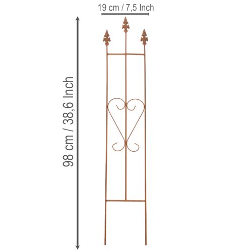 tételeket Kerti rács, dekoratív, szív alakú növénytámasz kúszónövényekhez, 98 cm