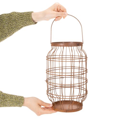 Kerti lámpa, fém, rozsdás felület, fogantyú, vintage, Ø19.5cm | Floristik24.hu