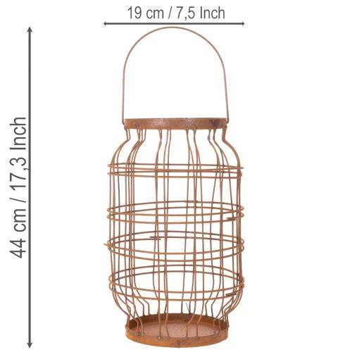 Kerti lámpa, fém, rozsdás felület, fogantyú, vintage, Ø19.5cm | Floristik24.hu
