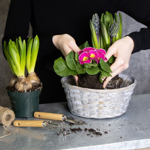 tételeket Szőtt kosár, mint stílusos virágdekoráció a nappaliba. Húsvéti kosár, 23 cm, 6 darabos.