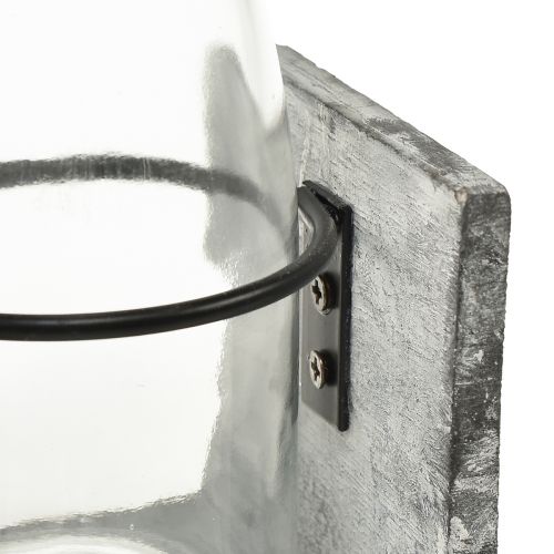 tételeket Üvegváza szürke fa állványban, 9,5x8x20 cm - Rusztikus dekoráció 4 üveggel