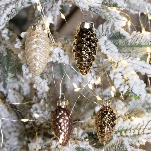 tételeket Üvegbóják akasztásra, bóják, üveg, barna, arany, 5,5 cm, 14 darab