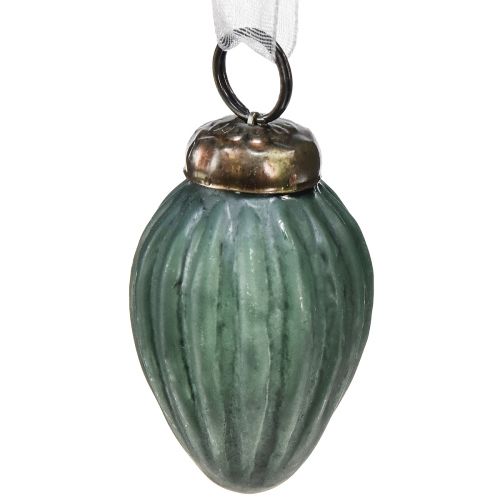 Floristik24 Üvegkúp akasztható karácsonyi dekoráció üveg zöld matt Ø10cm 18 db pohárban