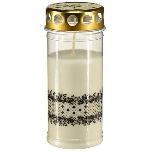 Floristik24 Sírgyertya szegély fehér arany fekete Ø7cm H18cm 77h