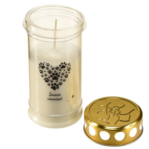 tételeket Sírgyertya kutyaszív fehérarany mancsból Ø7cm H16,5cm