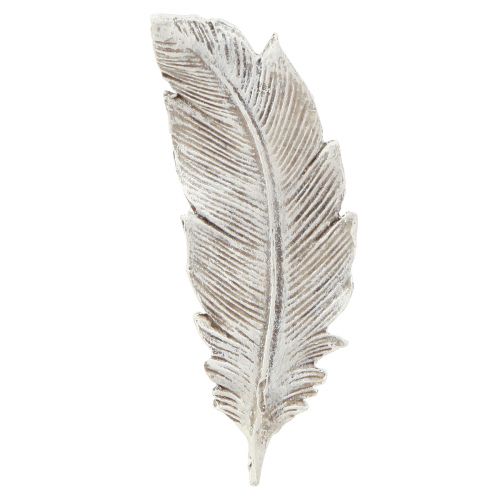 Floristik24 Sírdísz toll szürke fehér sírdísz polirezin 15,5cm 4 db