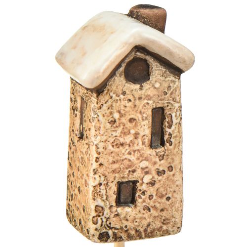 Floristik24 Bájos kerámia házdísz pálcákon - A barna különböző árnyalatai, 6 cm - Idilli kerti karók - 6db