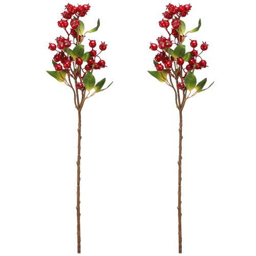 tételeket Csipkebogyó díszítő ág piros gyümölcsökkel L60cm 2 db