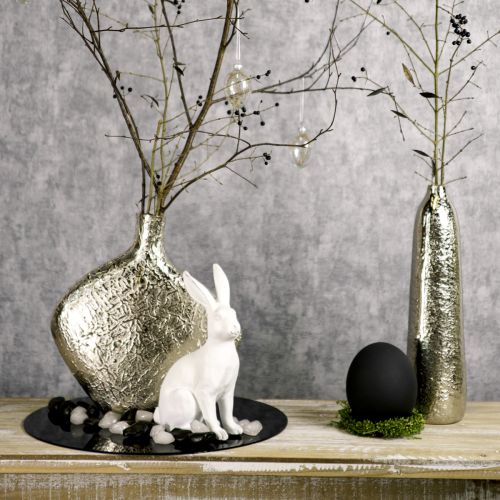 Floristik24 Nyuszi ülő dekoratív nyuszi húsvéti dekoráció fehér műkő H22cm