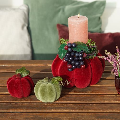 Floristik24 Sütőtök dekoráció bolyhos sütőtök piros bordó bársonyos megjelenés 20cm 2db