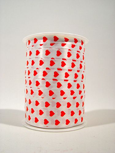 Floristik24 Szívszalag fehér/piros 10mm Simpatia 250m