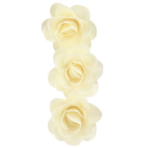 tételeket Fa dekoratív rózsák krémszínű műrózsák fa rózsák Ø10cm 12 db