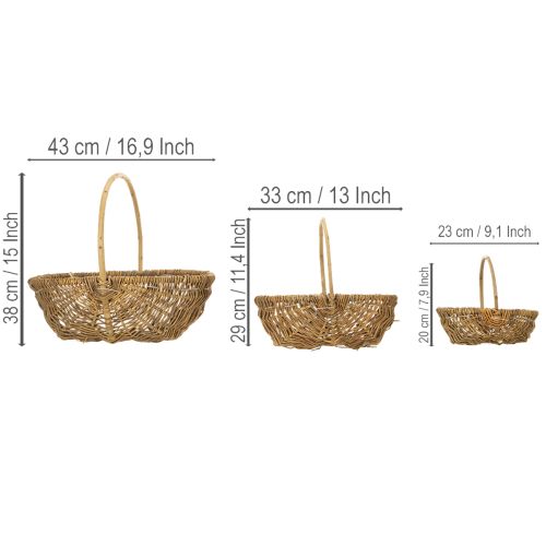 Burgonyakosár 43/33/23cm fóliával, natúr, 3 db-os szett. | Floristik24.hu