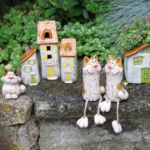 tételeket Rusztikus kerámia házikó élénk LED világítással, ideális hangulatos asztaldísznek, 15 cm, 2 darab