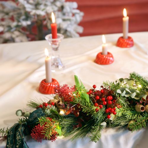 tételeket Mécsestartó kúpos gyertyákhoz, sütőformához, piros, kerámia, 8 cm, 6 db