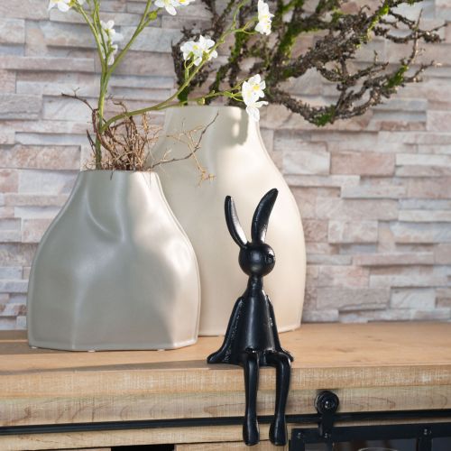 Floristik24 Kis húsvéti nyuszi szélű zsámoly fém fekete 9×9×21 cm