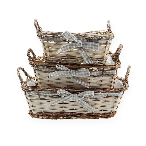 Floristik24 Négyzet alakú fonott kosár, 3 darabos készlet