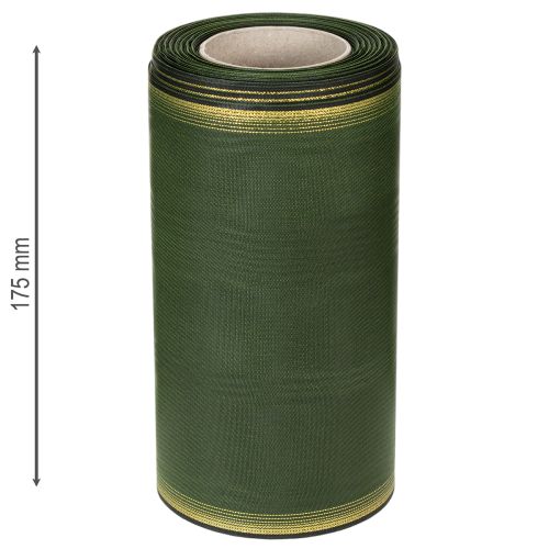 tételeket Elegáns moiré koszorú szalag, 175 mm, sötétzöld, gyöngyház szegéllyel és taft szövéssel ünnepi alkalmakra.