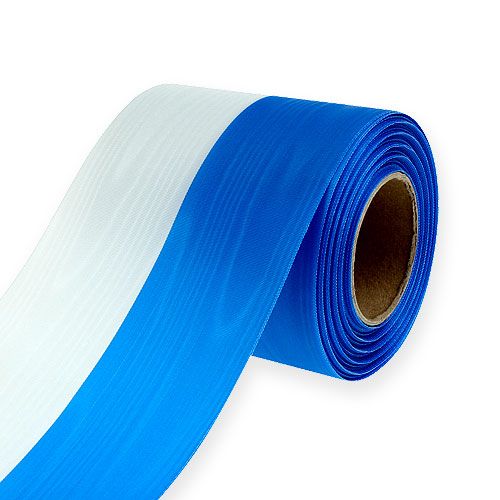 Koszorúszalagok moaré kék-fehér 100 mm