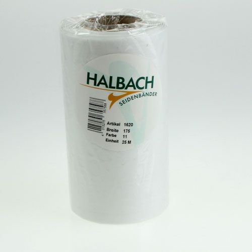 tételeket Fehér koszorúszalag temetési virágkötészethez, 175 mm széles, 25 m hosszú, kiváló minőségű acetát szalag