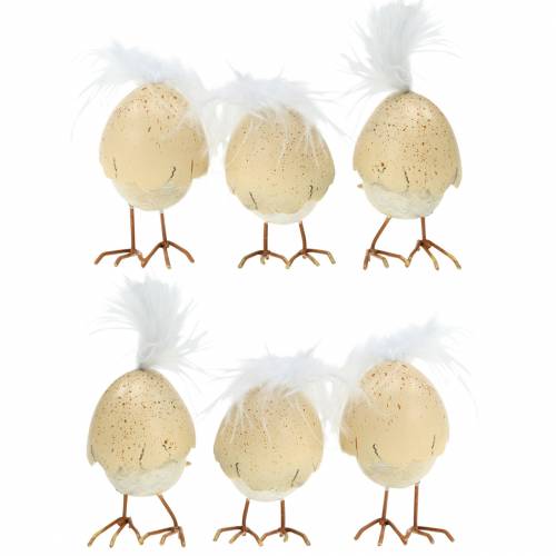 Floristik24 Tojáshéjas csirke fehér, krém 6cm 6db
